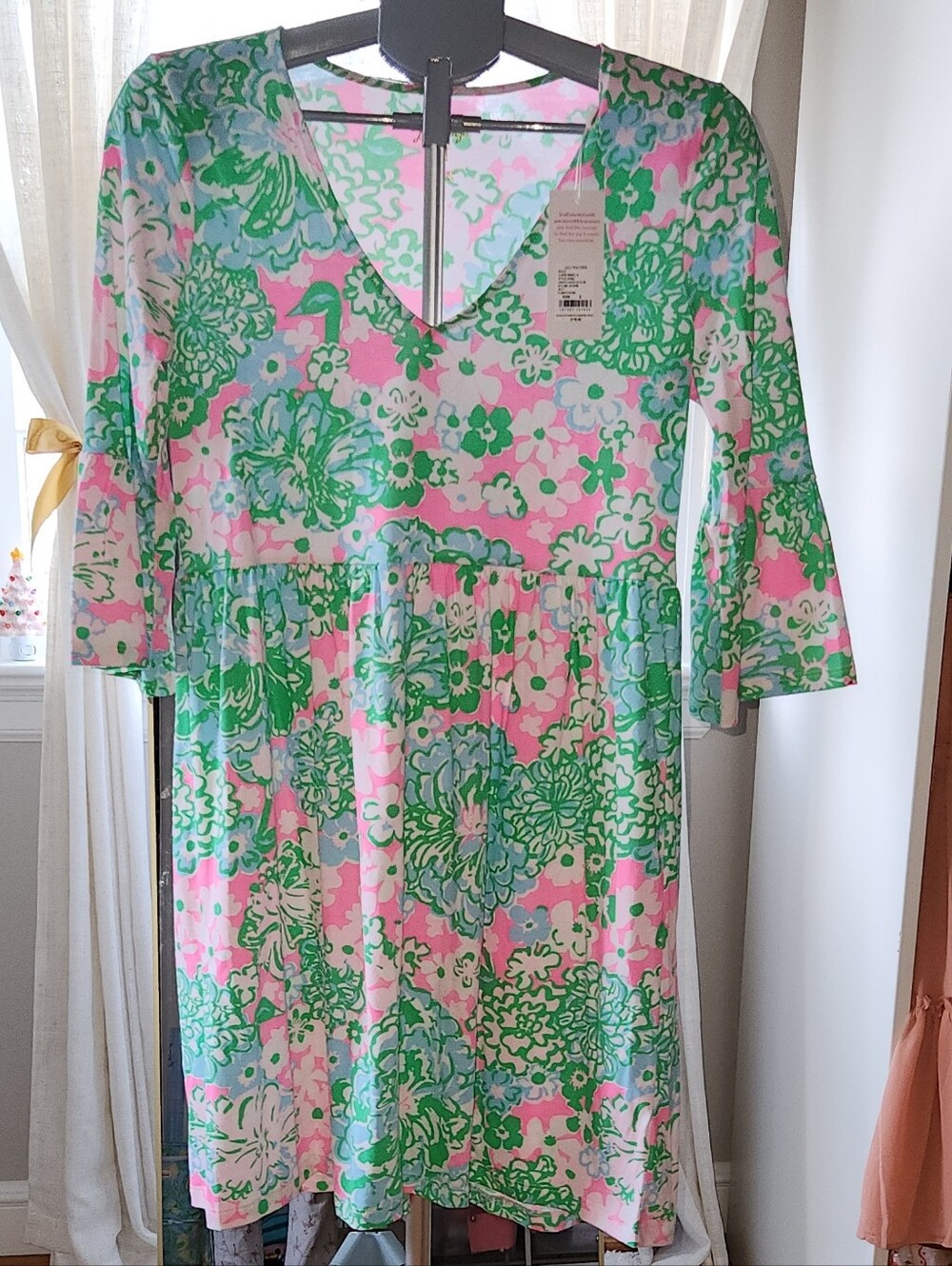 Lilly Pulitzer Jannie Pink & Green Floral Dress (Plumes In Bloom)